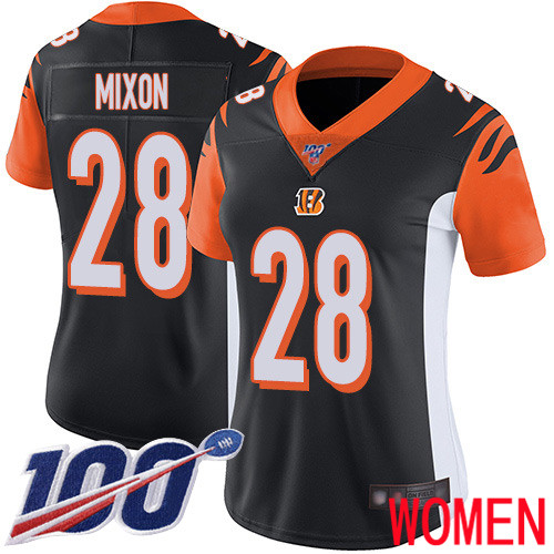 Cincinnati Bengals Limited Black Women Joe Mixon Home Jersey NFL Footballl 28 100th Season Vapor Untouchable